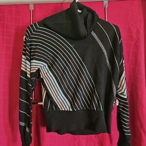 Chego Black Top with Colorful Stripes Turtle Neck ***5/30***